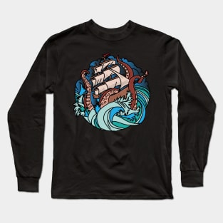 Ostopus Battle with Ship Long Sleeve T-Shirt